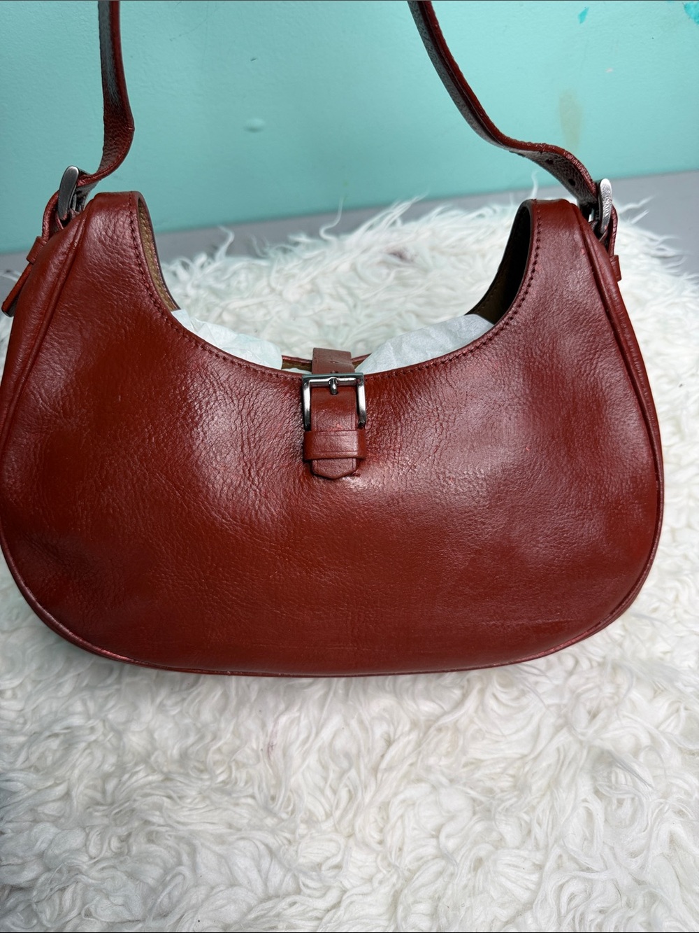 Prada Vintage Burgundy Leather Classic Women's Crescent Shoulder Bag in Brown